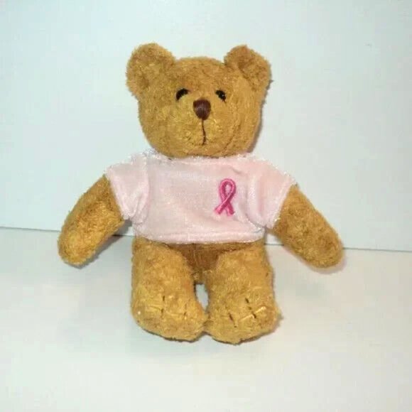 Breast Cancer Bear Avon 2001 Plush 7" Plush Pink Velvet Shirt Awareness Survivor - Picture 1 of 5